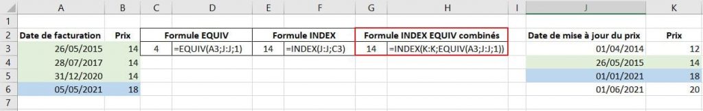 Les fonctions Index Equiv combinées